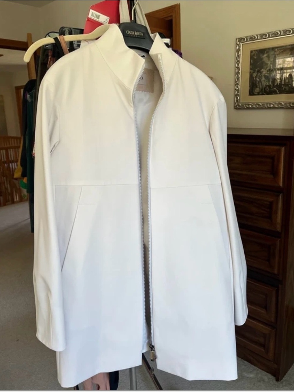 Cinzia Rocca Icons White Zip-Front Trench Coat